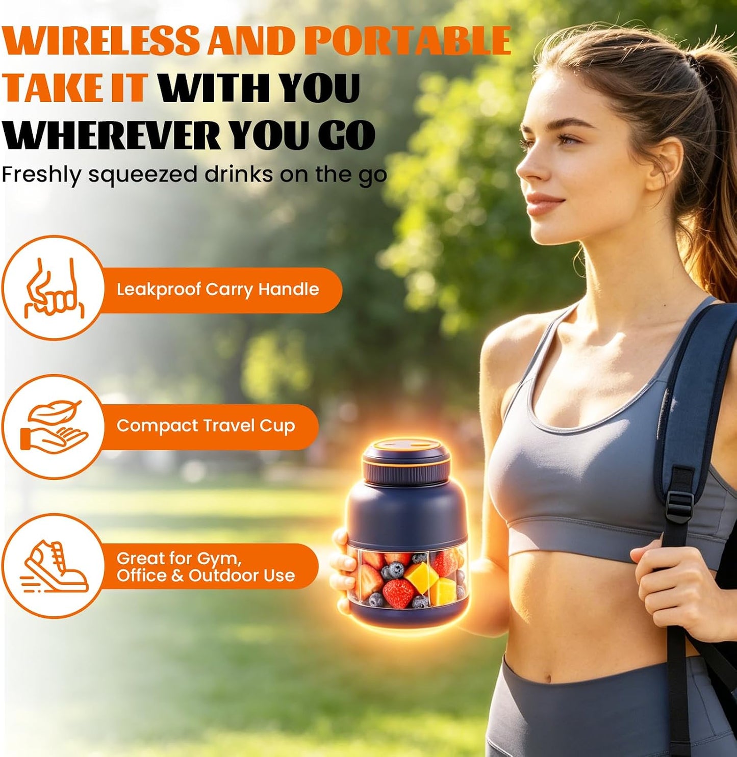 Portable Household Appliances Juicer, 1300ml Large Capacity USB Rechargeable Juice Blender Cup🍹