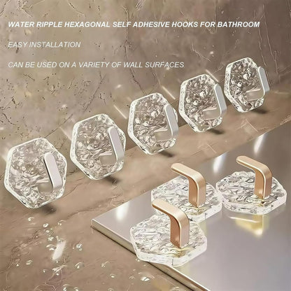 Hexagonal Ripple Self-Adhesive Hooks 10 Pack, Heavy Duty Waterproof Sticky Hooks🪝