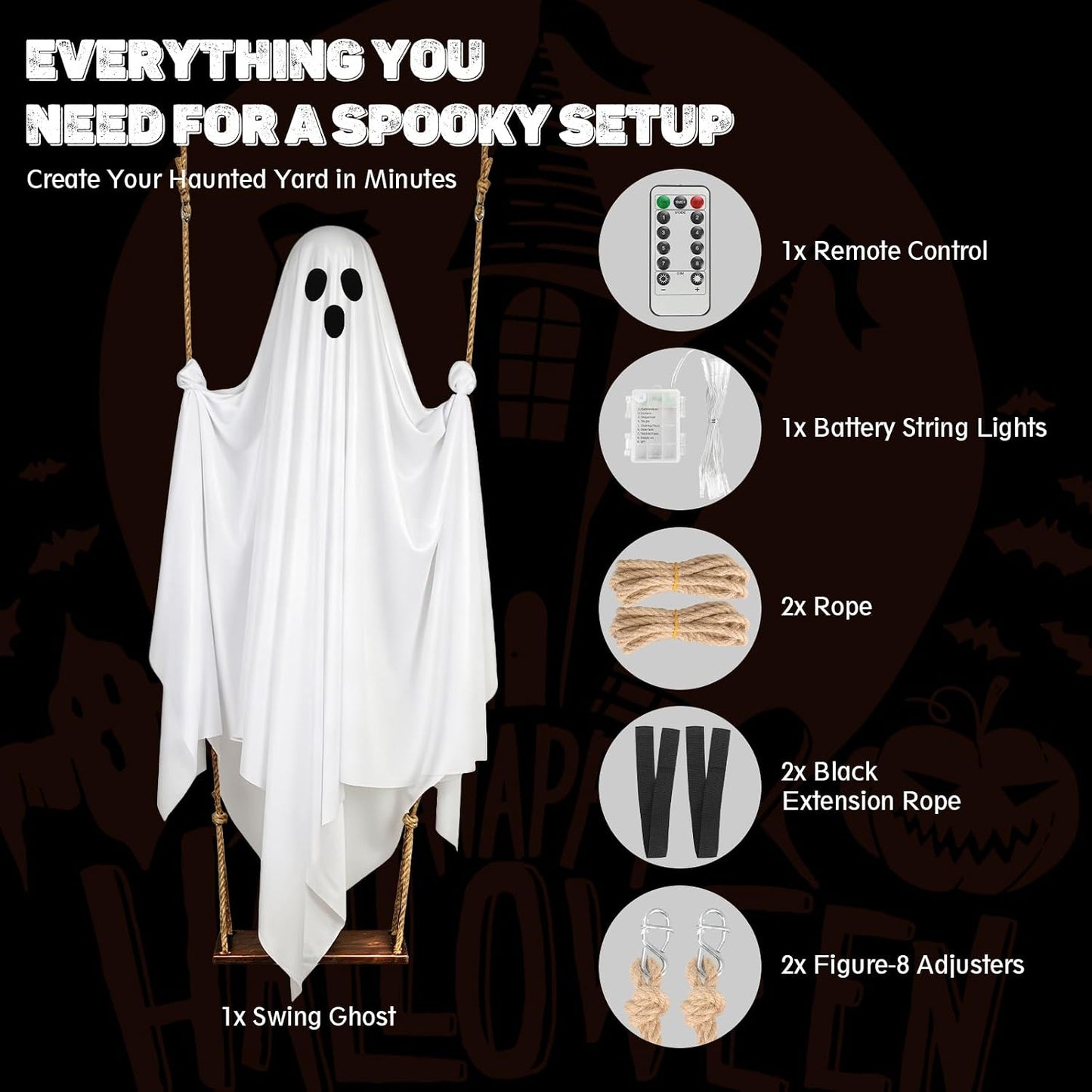 Halloween Decorations Outdoor Pre-Assembled Hanging Swing Ghost👻