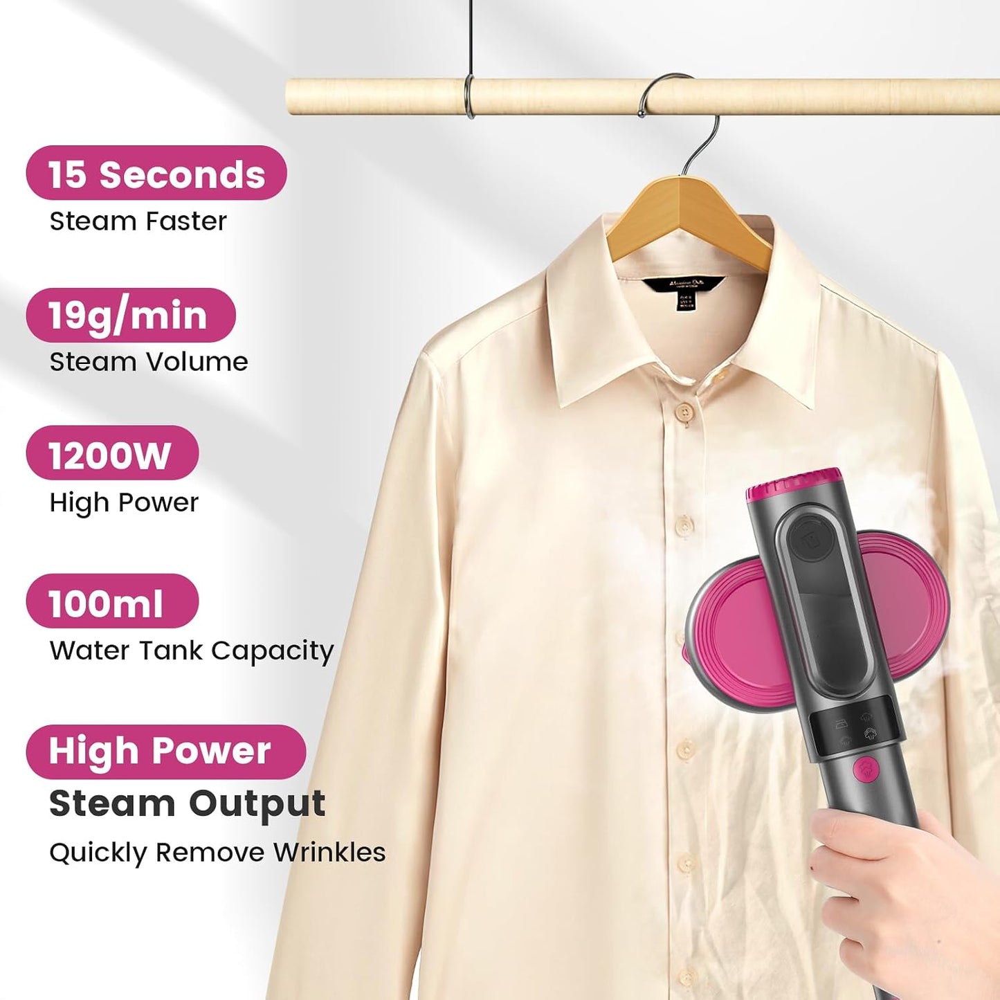 Portable Travel Garment Steamer for Clothes, Portable Clothing Steamer Iron, 7 Modes with LED Display ✨