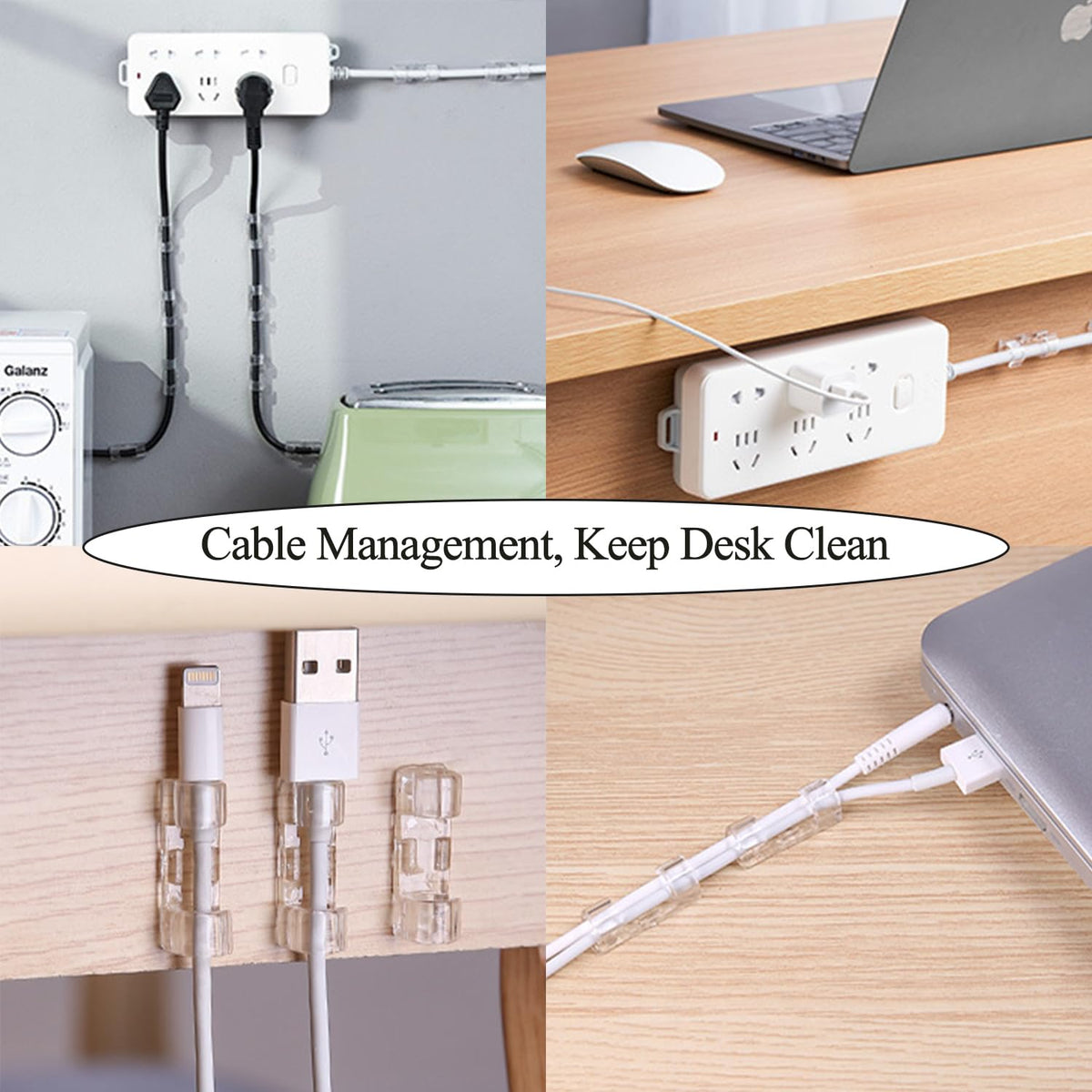 40Pcs Self-Adhesive Cable Clips, Space-Saving Wire Cord Organizer