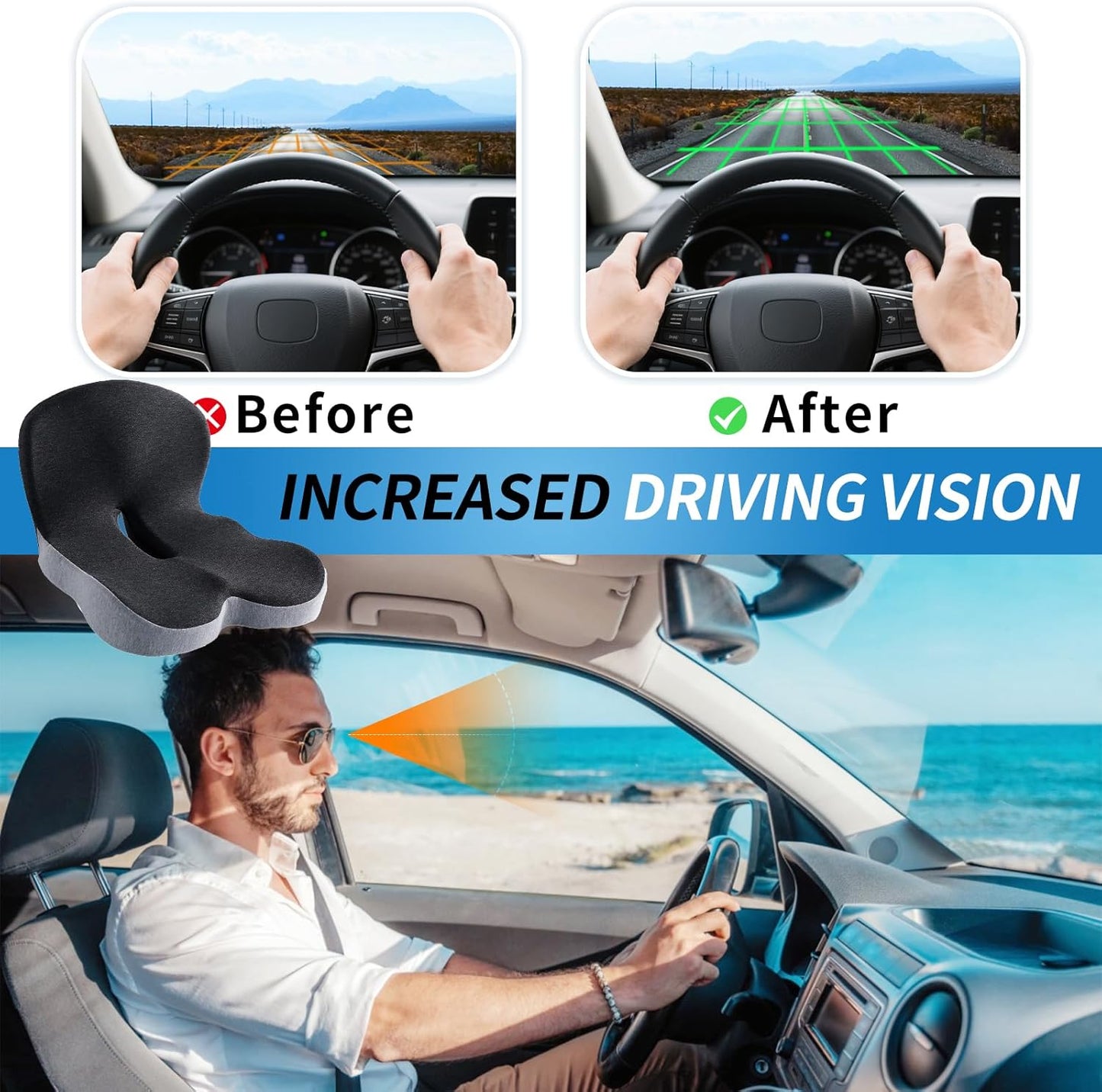 Non-Slip Memory Foam Ergonomic Seat Cushion, Skin-Friendly Breathable Mesh Cover🪑