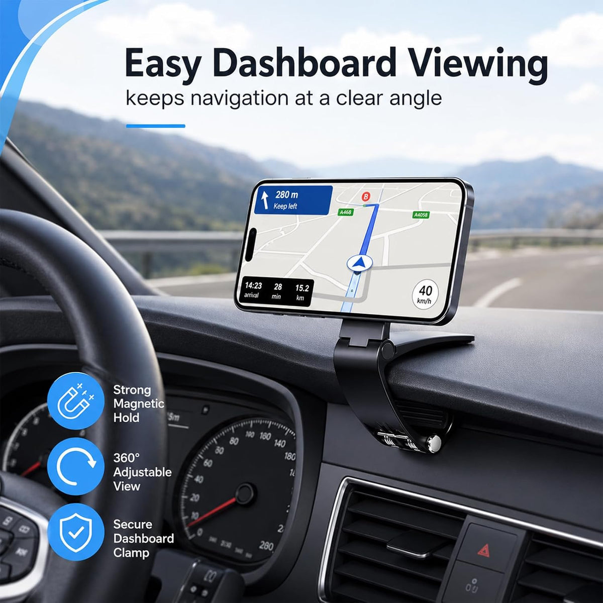 Magnetic Car Phone Holder | Dashboard & Sun Visor Foldable Mount📱