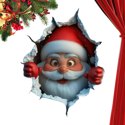 3PCS Festive Decor Santa Face Vinyl Stickers - Smooth 3D Illusion Figure Shape Peel-Off Pack 🎅