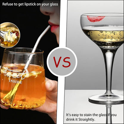 3‑Count Stainless Steel Straw‑Spoon, Multifunctional Filtered Strainer Scoop 🍹