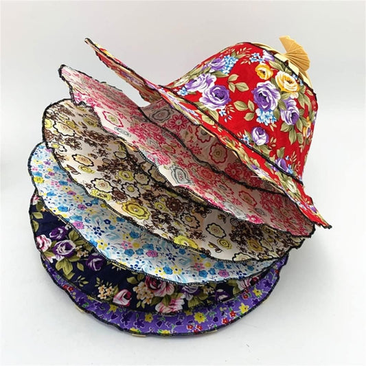 Foldable Bamboo Sun Hat UPF50+ Wide Brim Floral Outdoor Fishing Garden UV Protection Hat✨