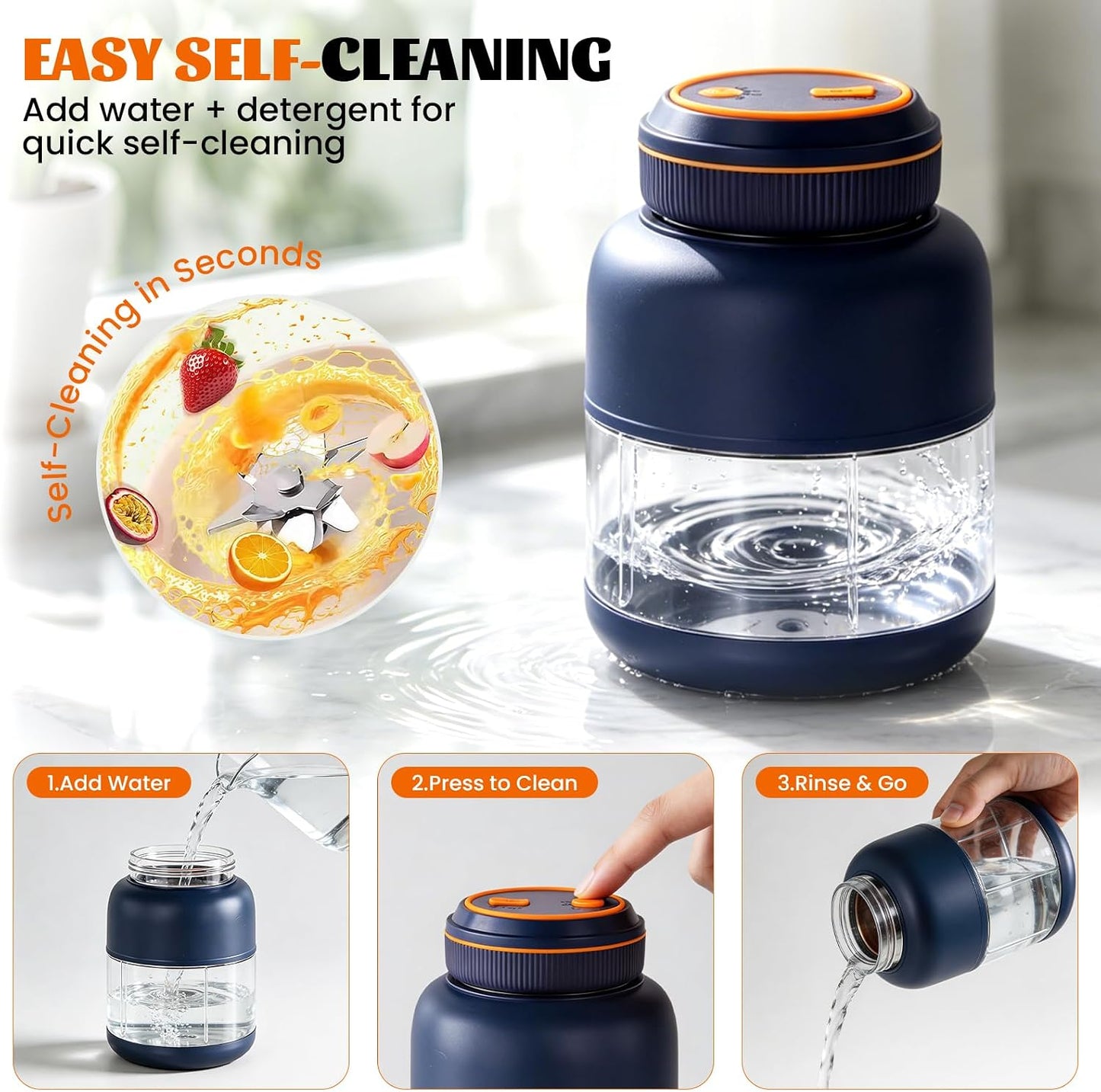 Portable Household Appliances Juicer, 1300ml Large Capacity USB Rechargeable Juice Blender Cup🍹