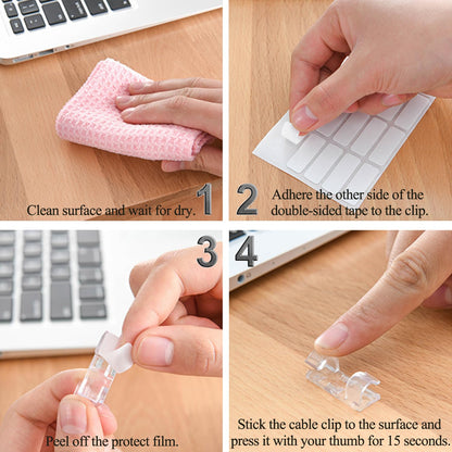 40Pcs Self-Adhesive Cable Clips, Space-Saving Wire Cord Organizer
