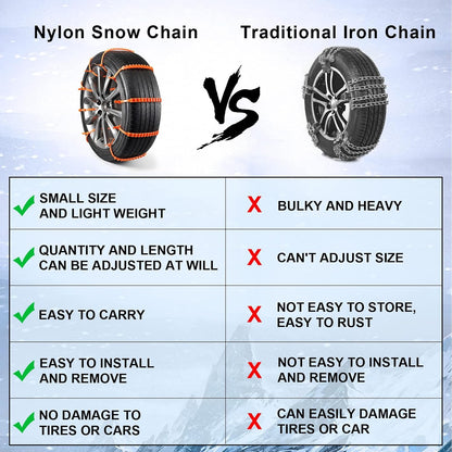 10 Packs Winter Car Snow Chains Universal Anti-Skid Tire Chains for Car & Motorcycle Emergency Tyre Grip Accessory🚗