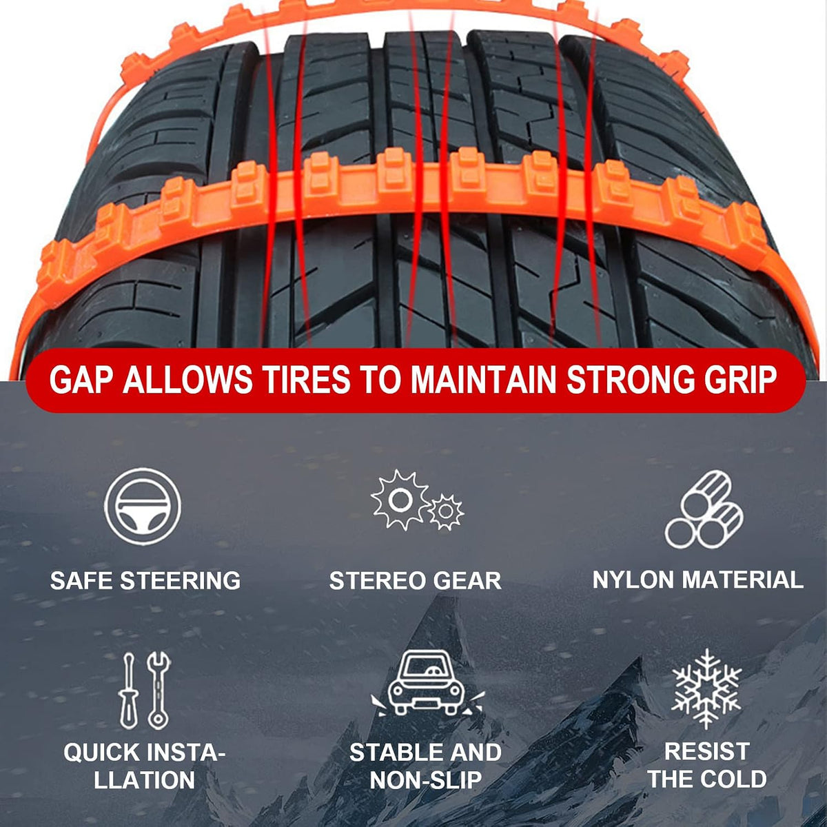10 Packs Winter Car Snow Chains Universal Anti-Skid Tire Chains for Car & Motorcycle Emergency Tyre Grip Accessory🚗