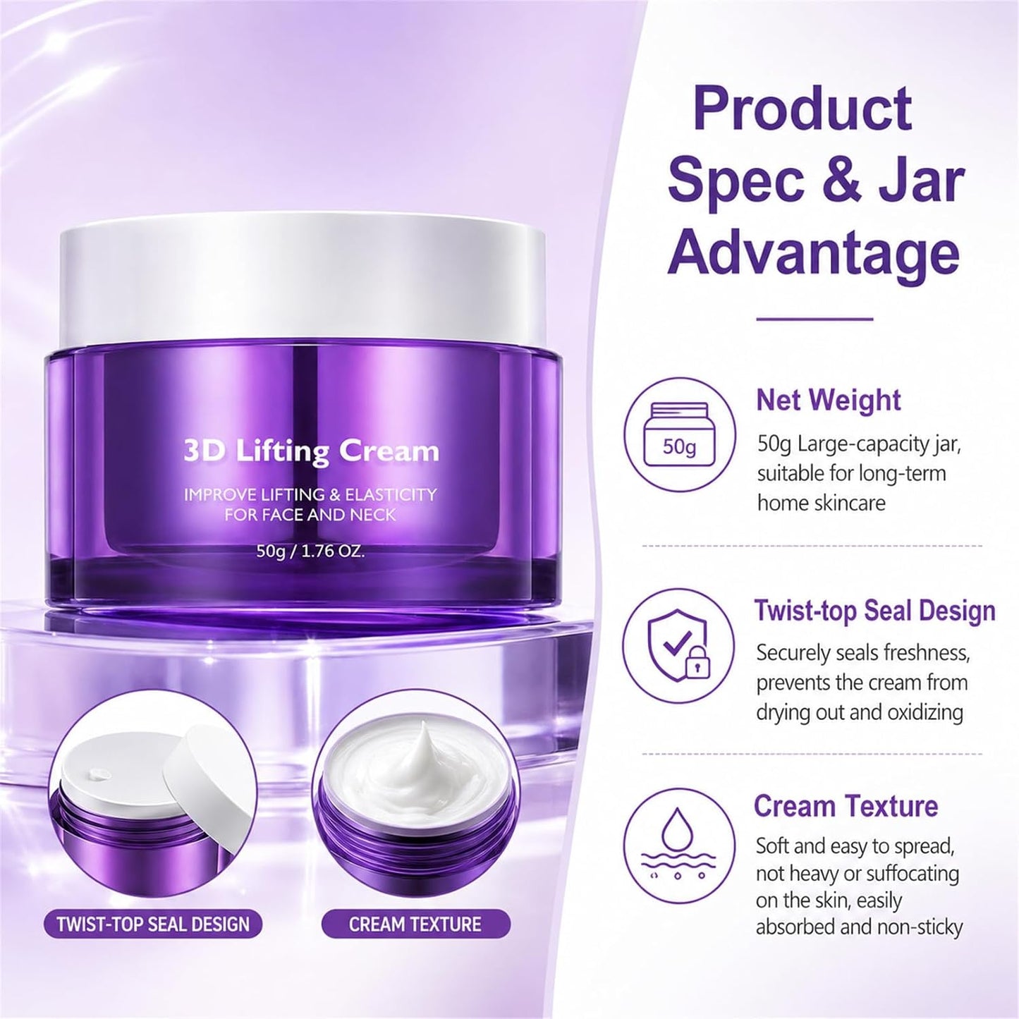 2026 3D Lifting Cream 1.7 fl oz | Advanced Korean Facial Night Cream💜