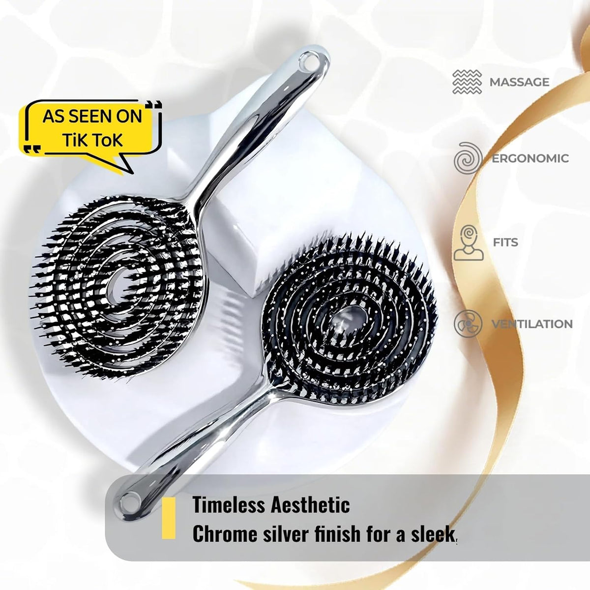 Anti-Static Hollow Round Bristle Brush - Massaging Design for Enhanced Volume 💆