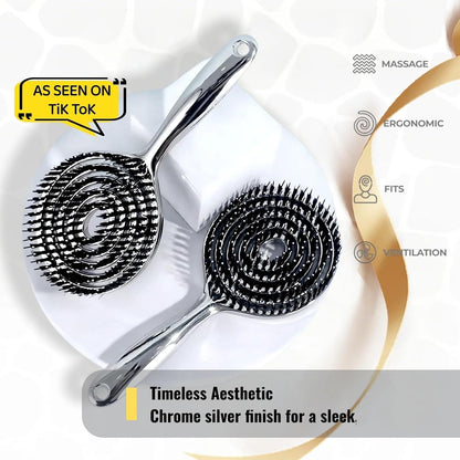 Anti-Static Hollow Round Bristle Brush - Massaging Design for Enhanced Volume 💆