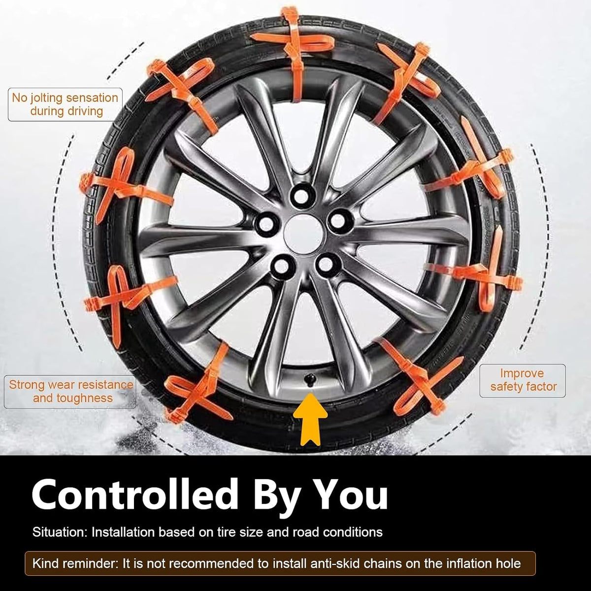 10 Packs Winter Car Snow Chains Universal Anti-Skid Tire Chains for Car & Motorcycle Emergency Tyre Grip Accessory🚗