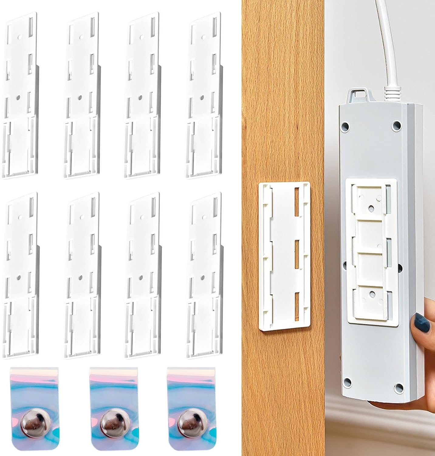 10 Counts Adhesive Punch-Free Socket Holder, Self Adhesive Desktop Socket Fixer 🔌