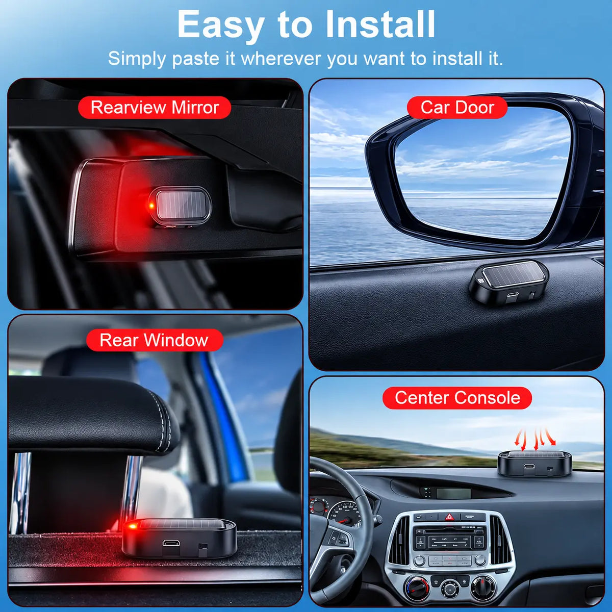 2PCS Solar Powered Fake Car Alarm Light, Auto Light Sensor LED Simulated Security Warning Flashing Light🚨