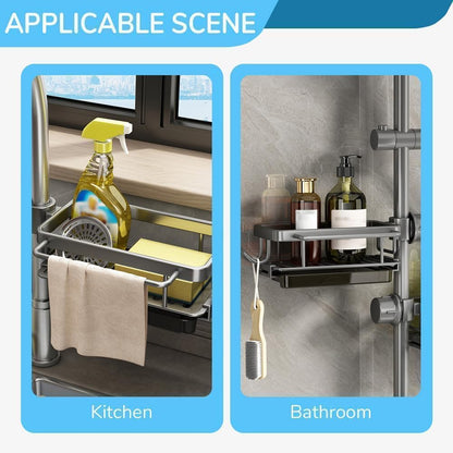 Sink Organizer Rack, Stainless Steel Hanging Faucet Drain Rack with Drip Tray🧽