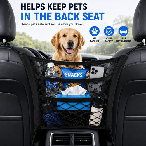 Universal 2 Layer Car Seat Net Storage Mesh Organizer Stretchy Fine Cargo Net Hook Pouch Holder🚗