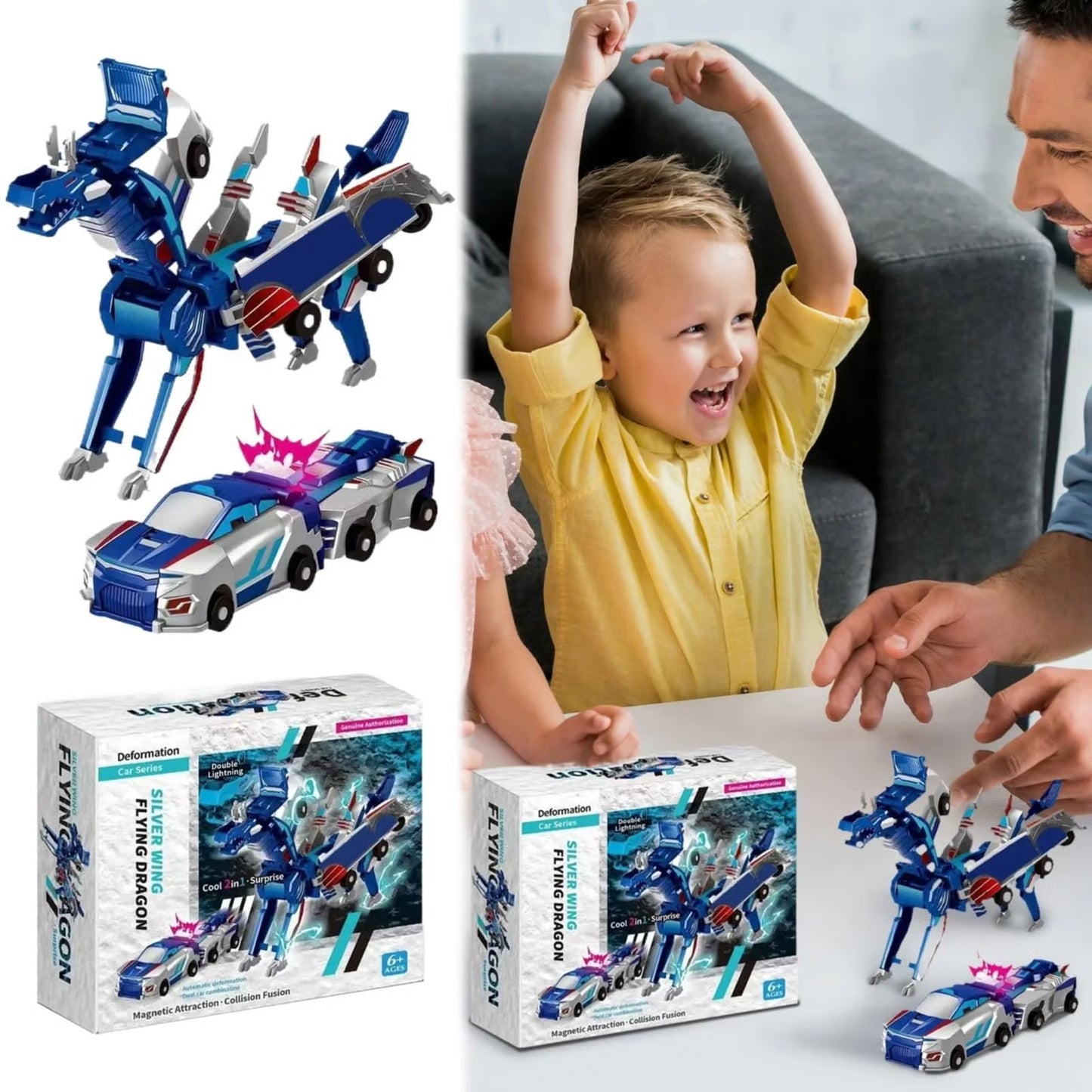 Magnetic Dinosaur Transformer Car Toy
