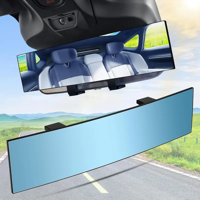 12-Inch HD Convex Panoramic Rearview Mirror, Clip-On Car Interior Mirror with Anti-Slip Clips 🚗