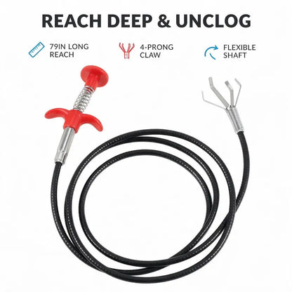 Drain Snake, Drain Clog Remover, 4 Claws Efficient Dredging Steel Wire Drain Hair Cleaner Tool  🚰