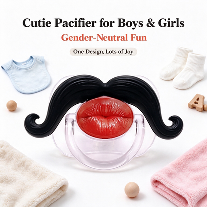 💋 Kissable Mustache Pacifier – Funny Lips & Mustache Novelty Design👶