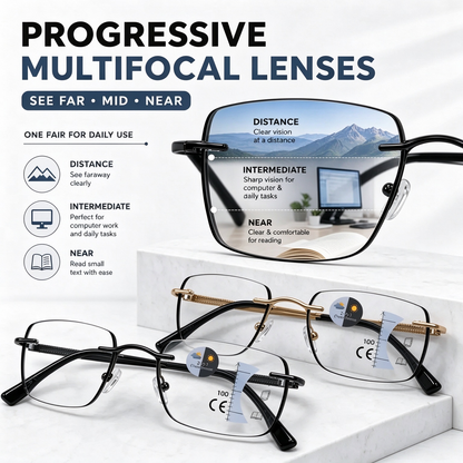 Unisex Progressive Multifocal Photochromic Reading Eyeglasses 🕶️