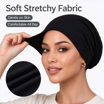 Humwam 3-Pack Women's Solid Jersey Hijab Flat Top Cap 🧕