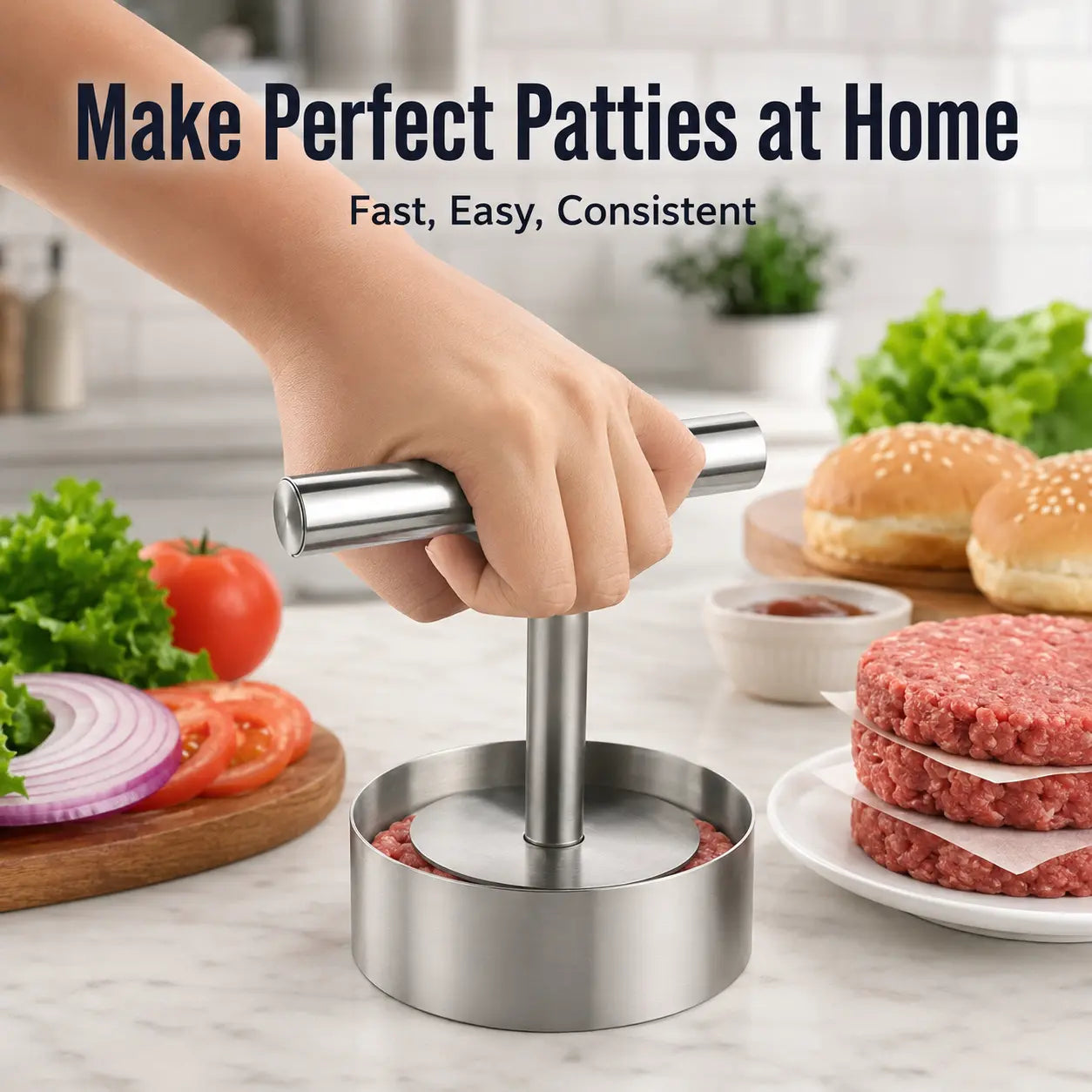 Stainless Steel Burger Press - Nonstick Burger Patty Maker Mold 🍔