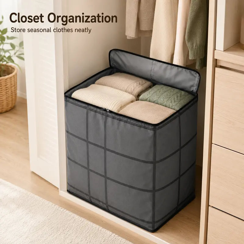 Spacious Foldable Fabric Zippered Storage Bin for Moving & Bedroom Closet📦