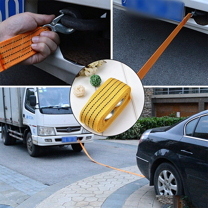 Car Tow Strap - 4m Length, 5-Ton Double-Layer Thick Off-Road Towing Recovery Strap 🚙