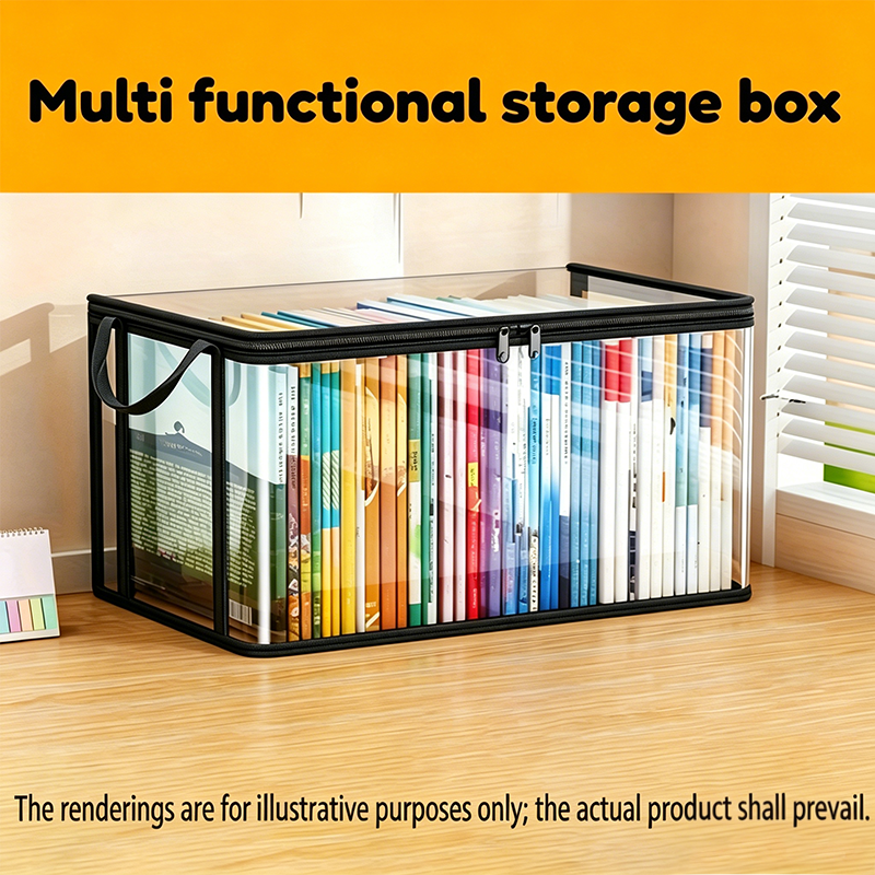 Transparent PVC Storage Box with Lid 📦 Large Capacity, Foldable