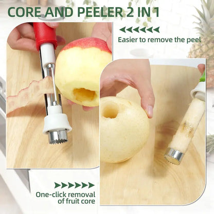 2 in 1 Apple Corer and Peeler, Apple Core Removal Tool, Stainless Steel Fruit Corer🍎