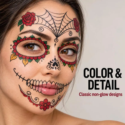 Dia De Los Muertos Temporary Face Tattoos 💀