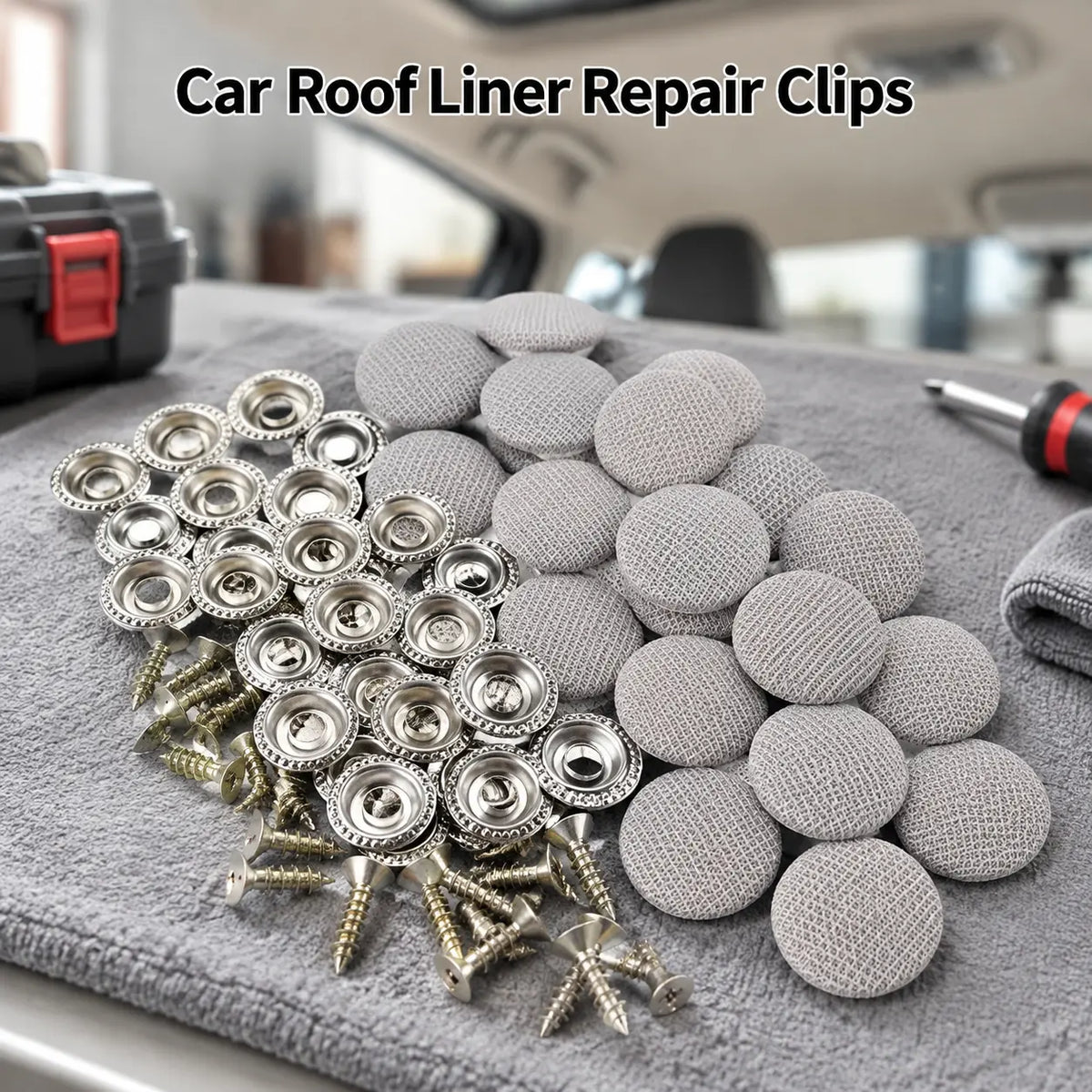 50 Pack Car Roof Headliner Repair Buttons, Fabric Covered Retainer Screws 🚗