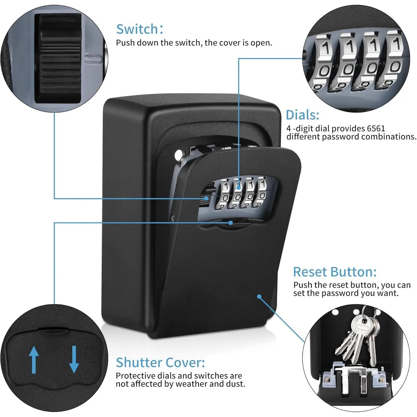 Wall Mount Key Lock Box‑ 4 Digit Combination Lockbox 🔐