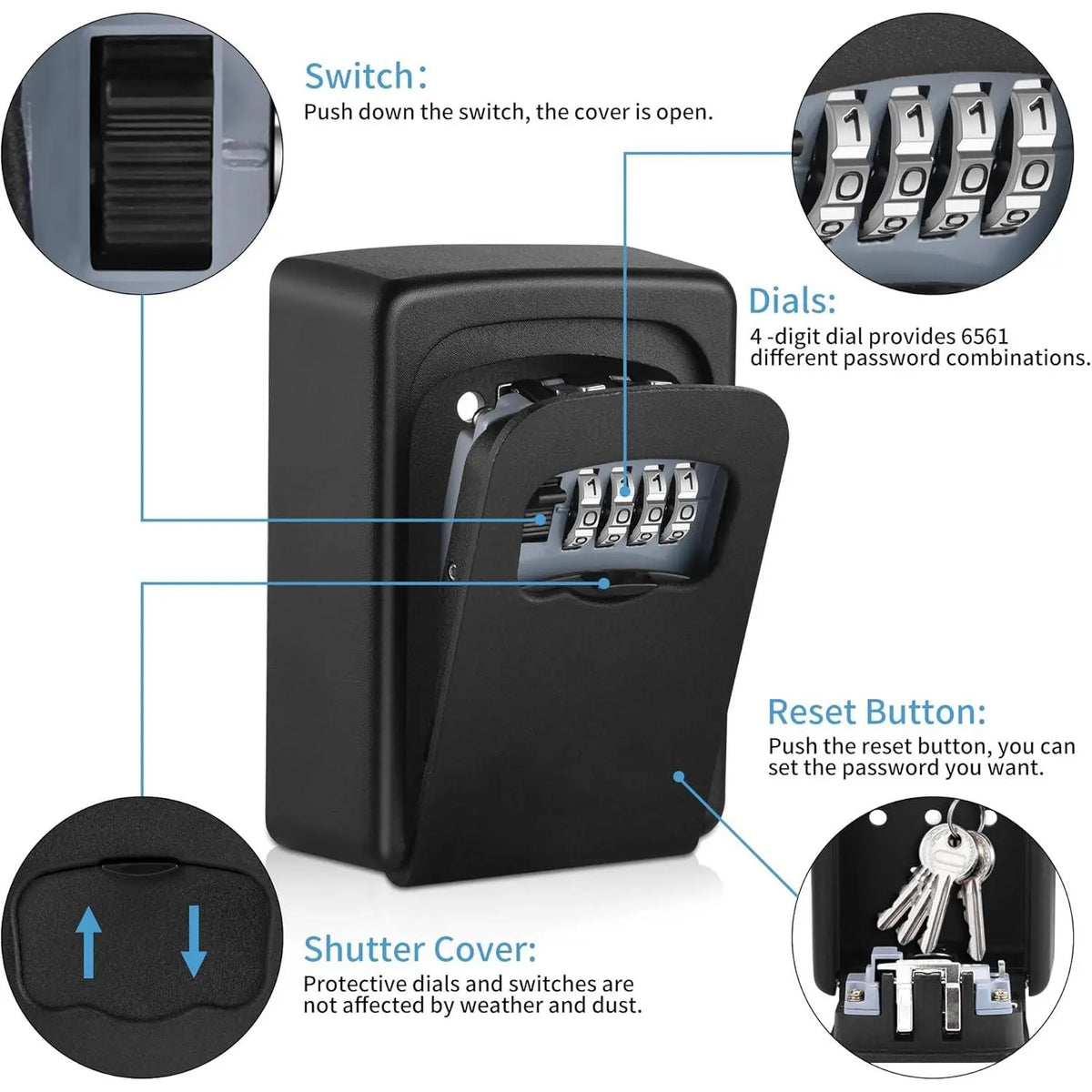 Wall Mount Key Lock Box‑ 4 Digit Combination Lockbox 🔐
