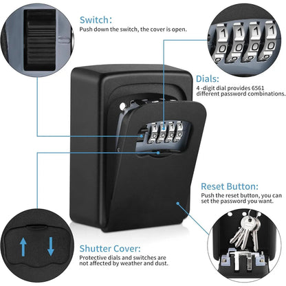 Wall Mount Key Lock Box‑ 4 Digit Combination Lockbox 🔐