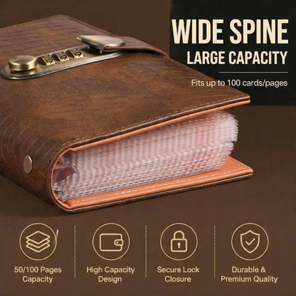 100‑Transparent‑Pocket Currency Collectors Album, Top‑Grade PU Leather📘