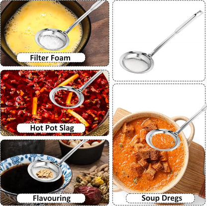 Stainless Steel Fine Mesh Skimmer Spoons, Multi-Size Hot Pot Fat Skimmers 🍲