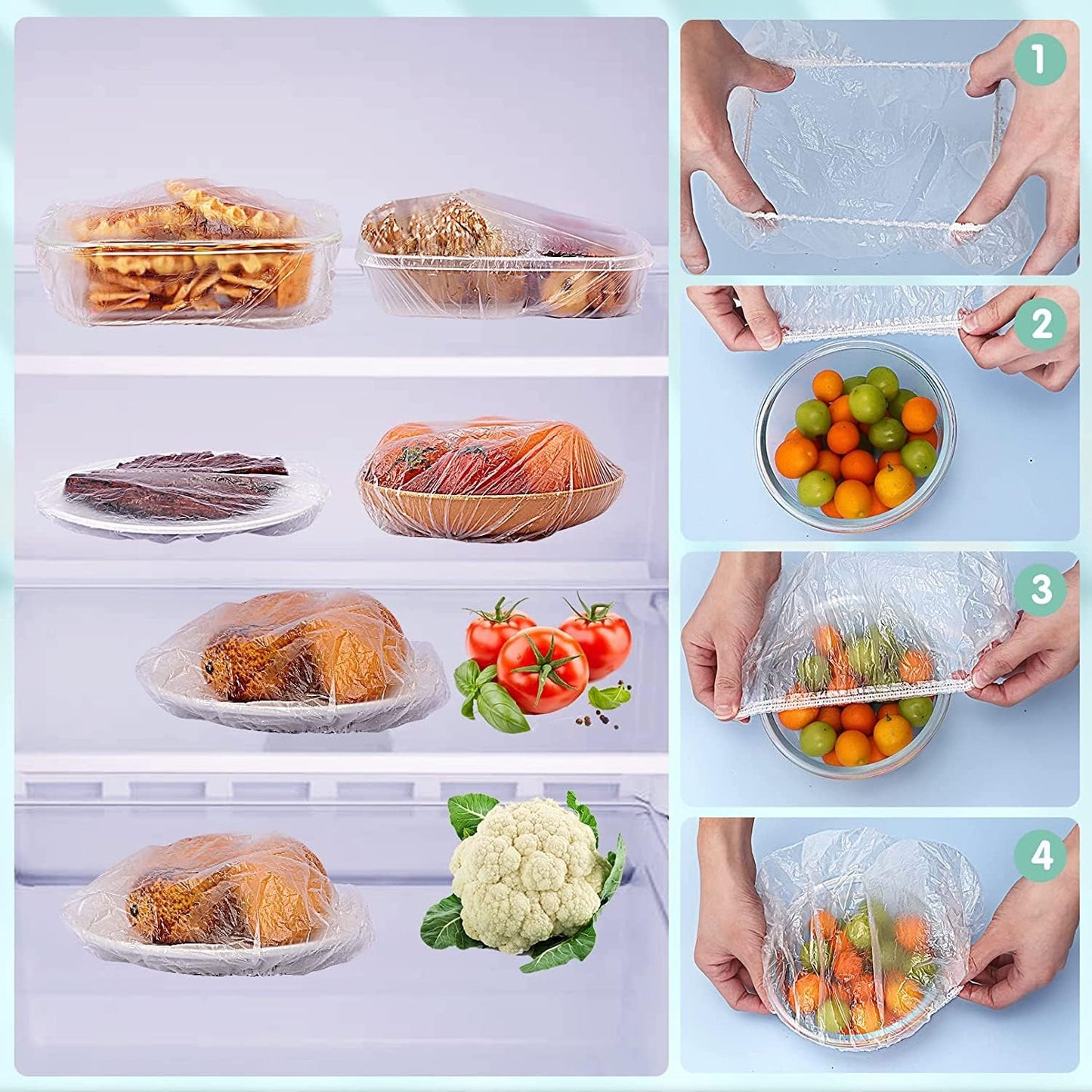 100PCS Disposable Stretch Food Covers for Bowls & Plates, Elastic Bowl Covers🥗