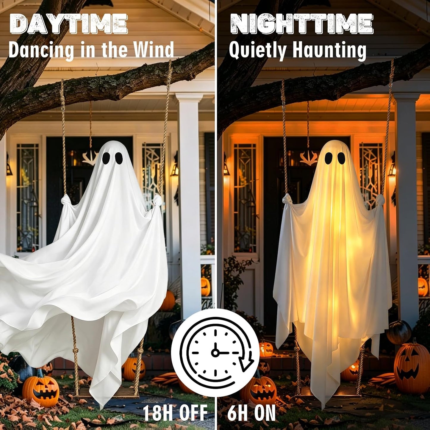 Halloween Decorations Outdoor Pre-Assembled Hanging Swing Ghost👻