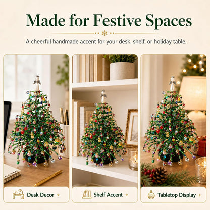 DIY Beaded Christmas Tree Kit, Hand‑Made Mini Crystal Bead Xmas Tree Craft Set 🎄