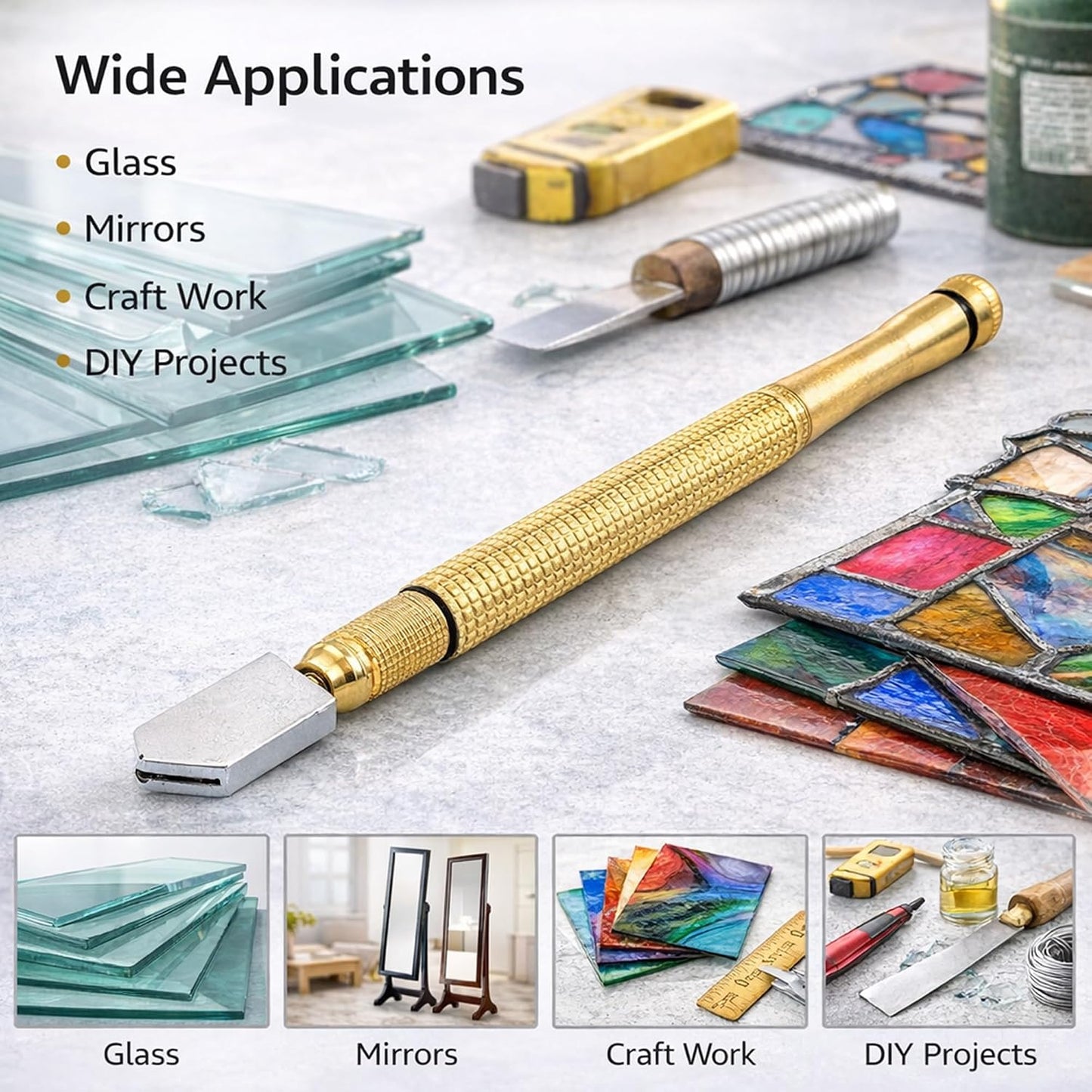 Diamond Head Glass Cutter Tool for 3‑15mm Glass & Mirrors🛠️