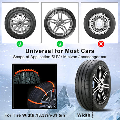 10 Packs Winter Car Snow Chains Universal Anti-Skid Tire Chains for Car & Motorcycle Emergency Tyre Grip Accessory🚗