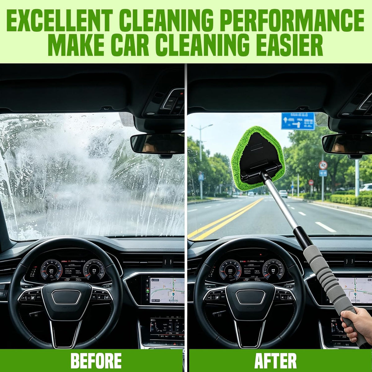 9PCS Car Window Cleaner Kit Extendable Handle Windshield Cleaning Tool 🚗