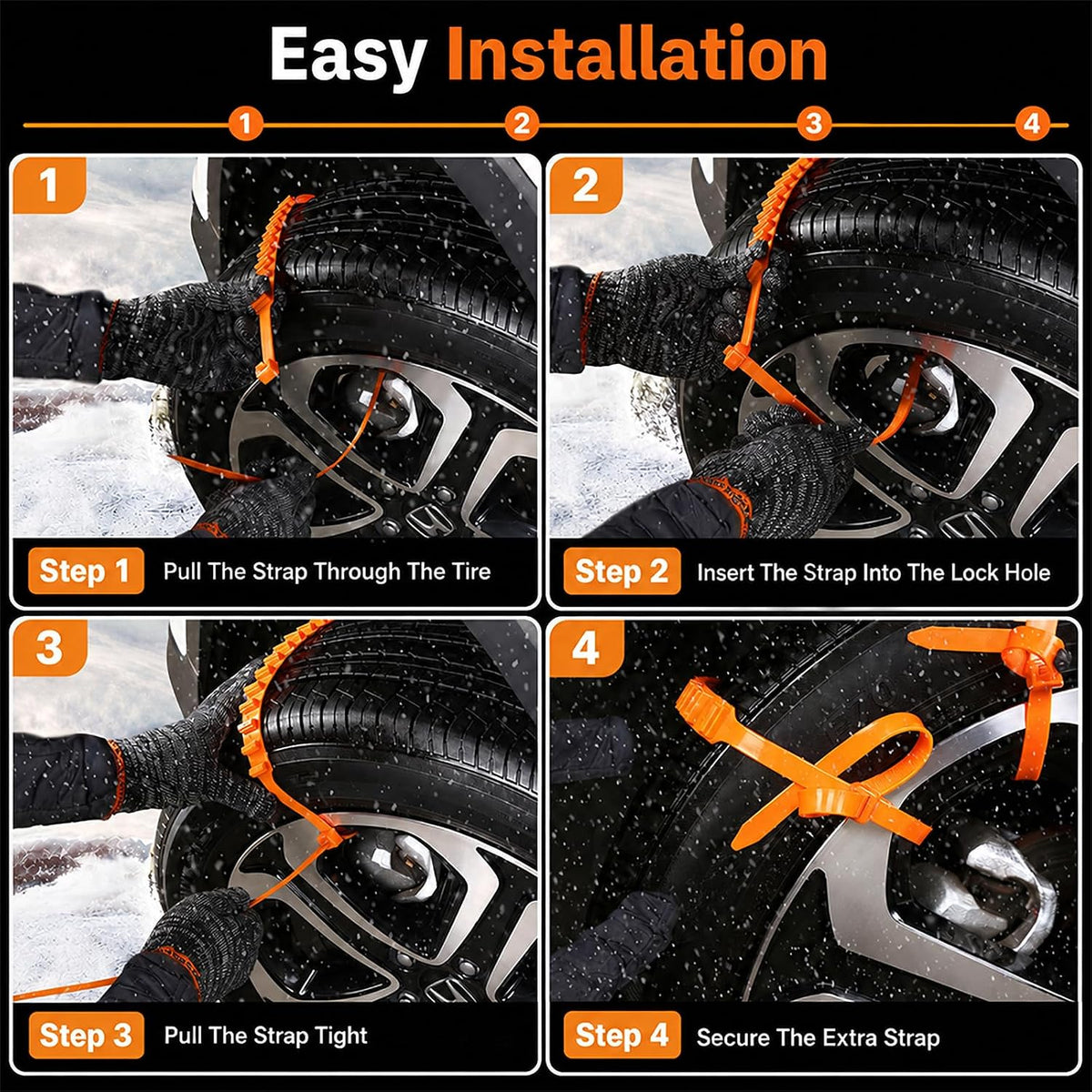 10 Packs Winter Car Snow Chains Universal Anti-Skid Tire Chains for Car & Motorcycle Emergency Tyre Grip Accessory🚗
