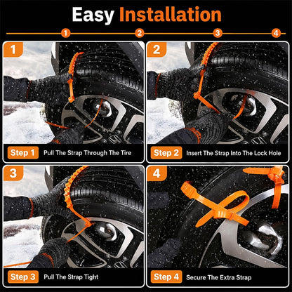 10 Packs Winter Car Snow Chains Universal Anti-Skid Tire Chains for Car & Motorcycle Emergency Tyre Grip Accessory🚗