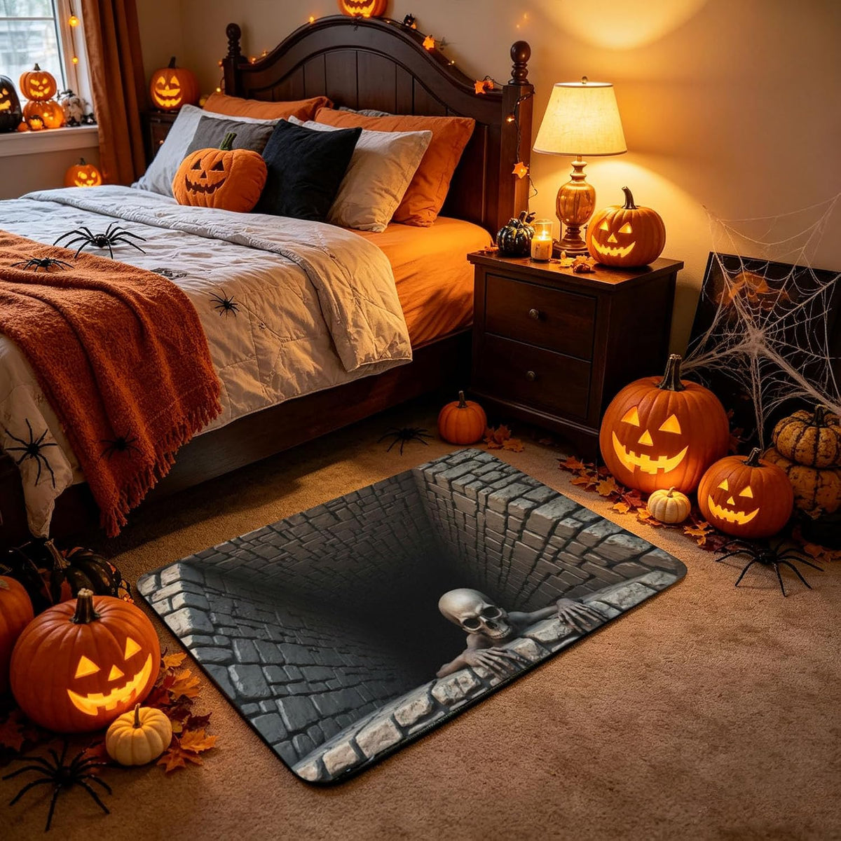 Halloween Door Mat, Illusion Rug 3D Visual Hole Design Rug Spooky Patterned Home Mat 🎃