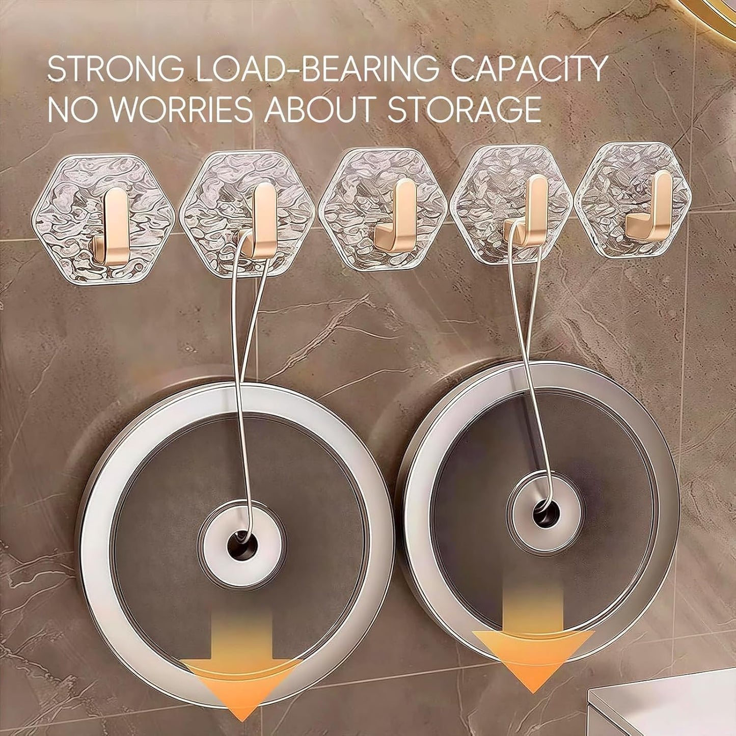 Hexagonal Ripple Self-Adhesive Hooks 10 Pack, Heavy Duty Waterproof Sticky Hooks🪝